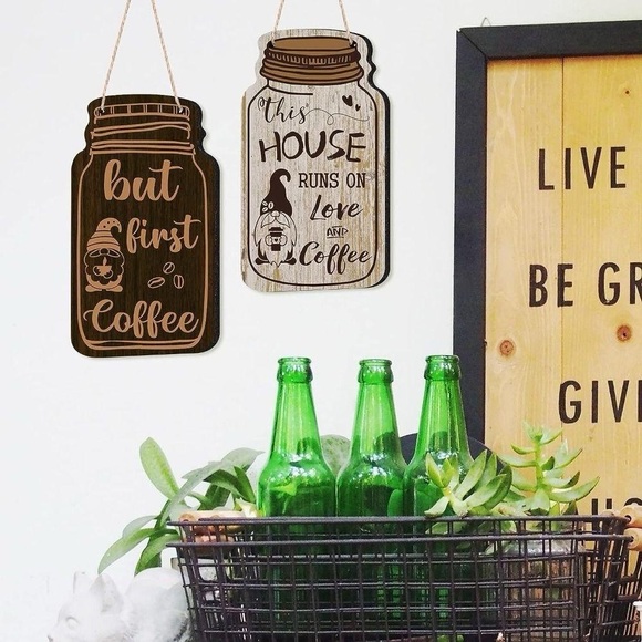 Set of 4 Coffee Wooden Hanging Signs - Picture 7 of 9